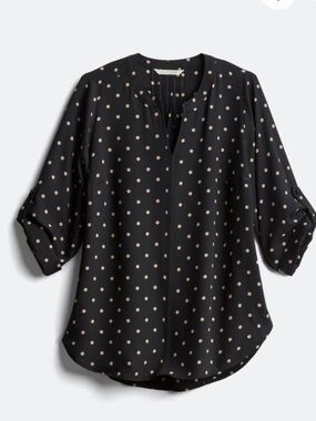 41 Hawthorn Black Blouse with Beige Polka Dots